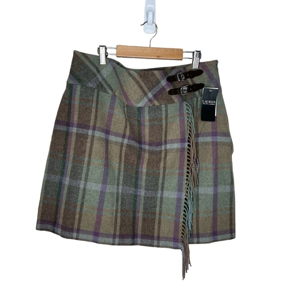 Lauren Ralph Lauren Women’s Plaid Fringe Trim Tweed Mini Skirt - Picture 6 of 16